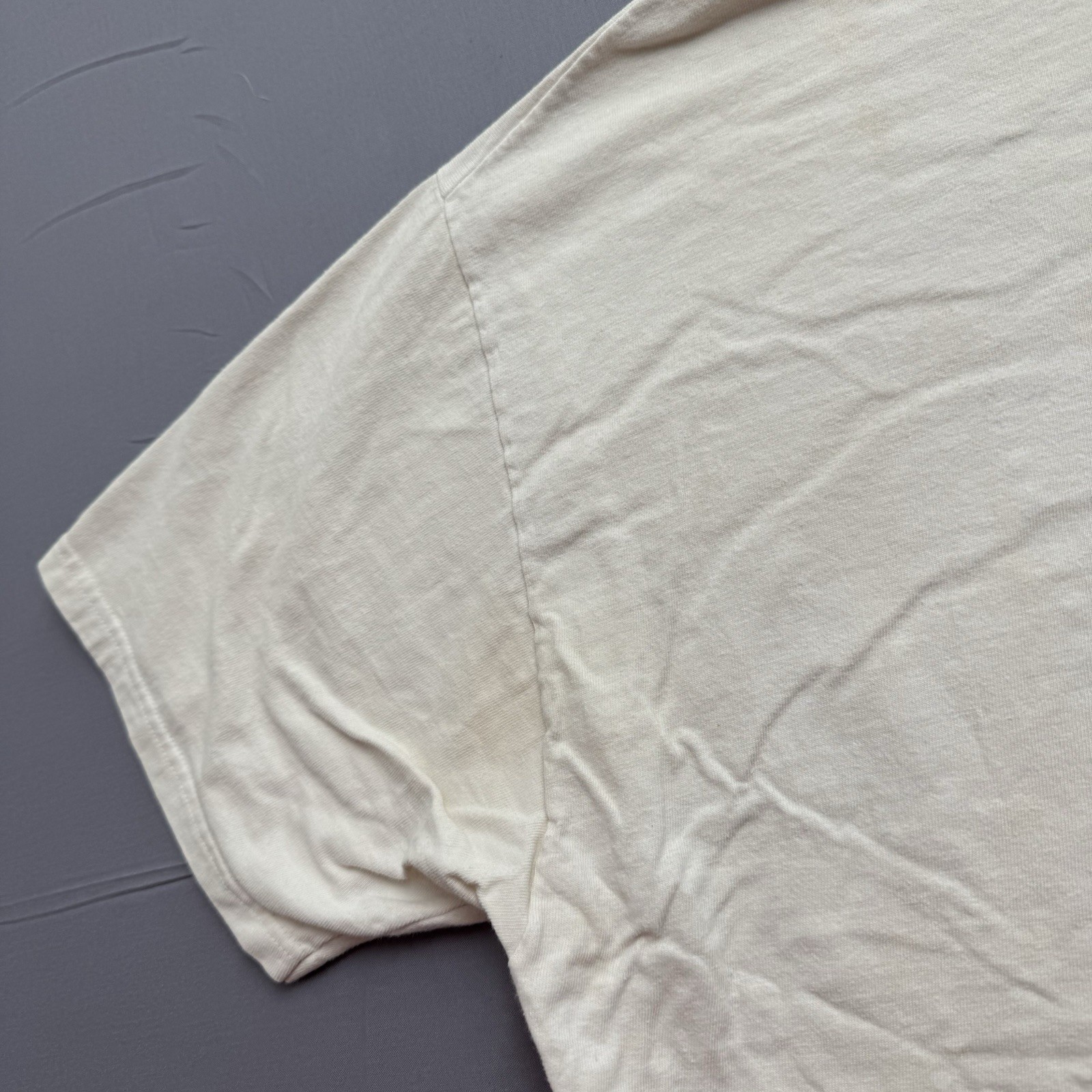 Hanes Beefy-T Vintage 90s Double-Sided Graphic Beige Unisex T-Shirt XL gallery
