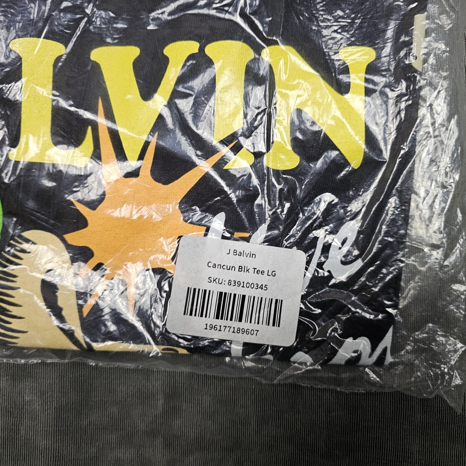 J Balvin Shirt Mens Large Black Cancun Graphic Tee Smiley Face Cactus Music Tour gallery