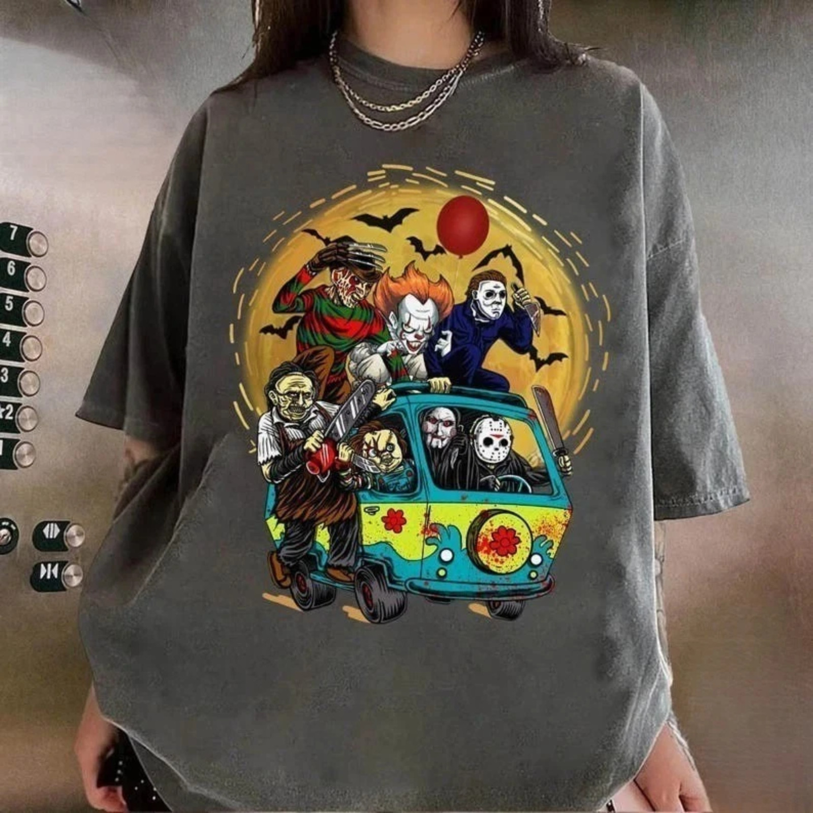 Halloween Horror Movie Villains Mystery Van Funny Scary T-shirt Unisex