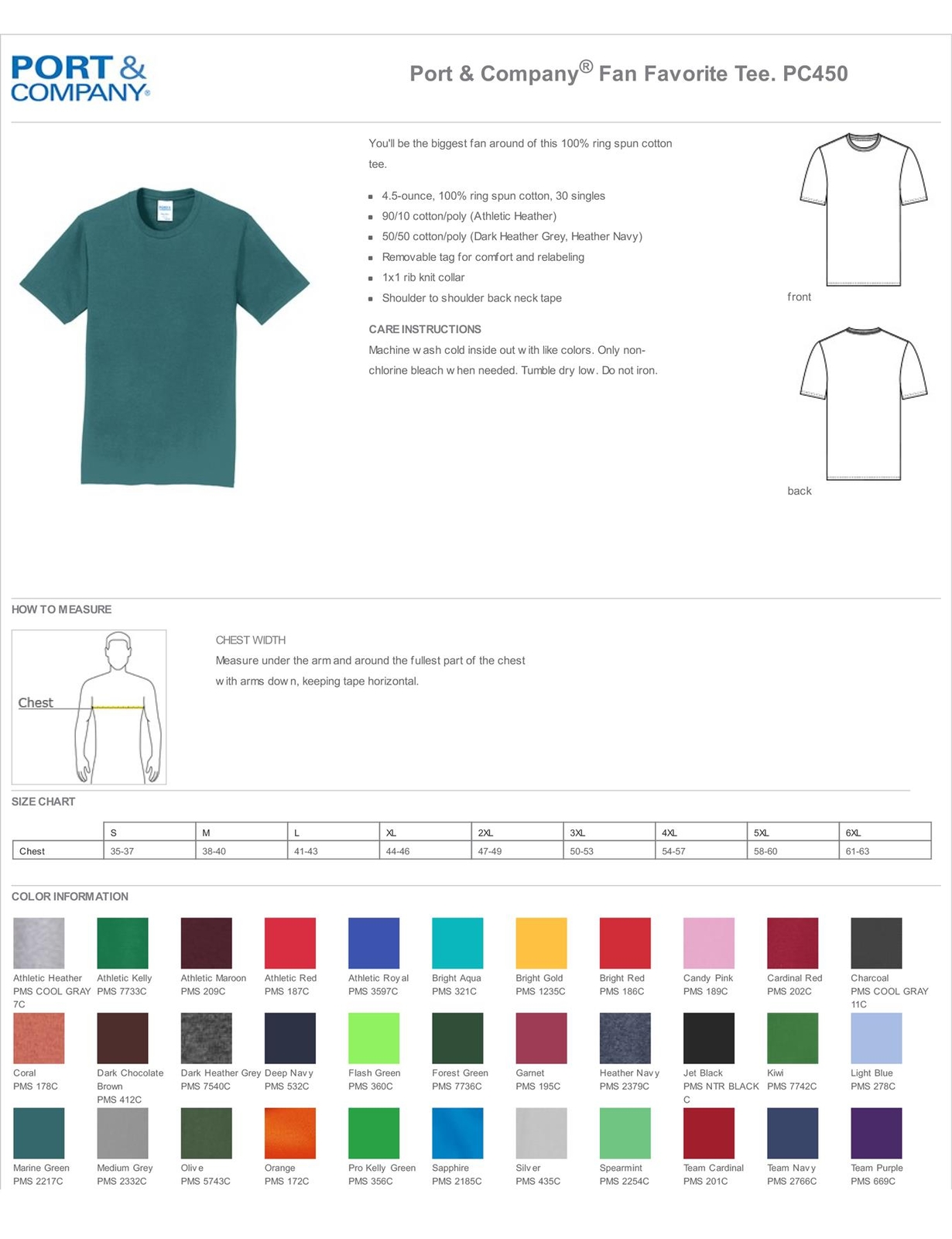 Port & Company Men's Shprt Sleeve Crew Neck Fan Favorite Cotton T-Shirt PC450 gallery