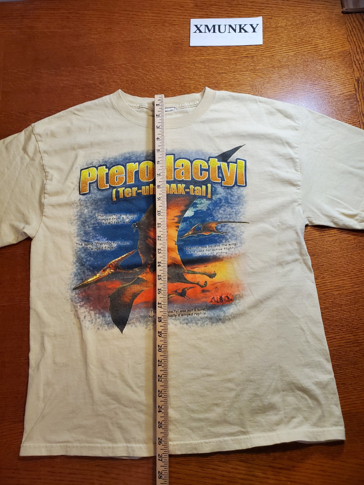 Vintage Pterodactyl Dinosaur Shirt Mens Large Pale yellow gallery