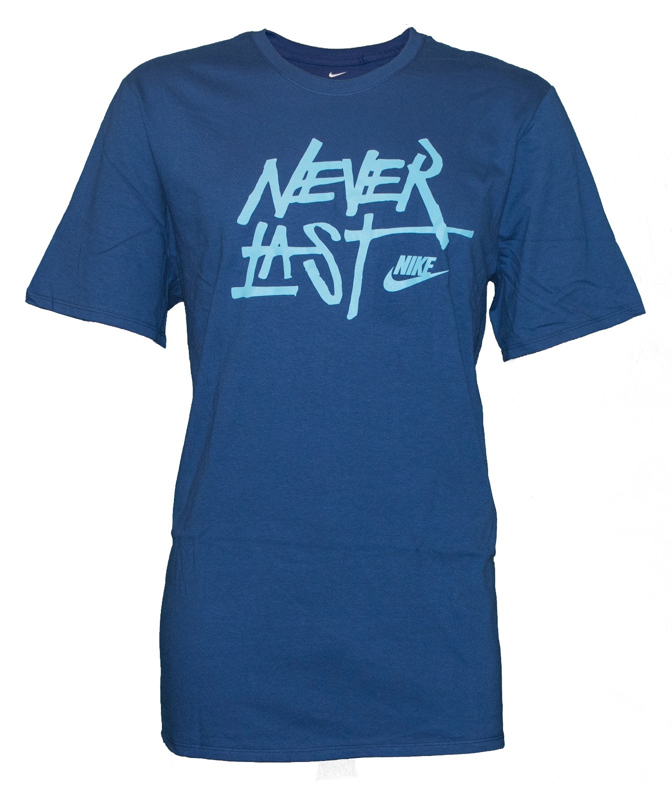 Nike Men’s Never Last Swoosh Athletic Gym Sportswear Performance Blue T-Shirt