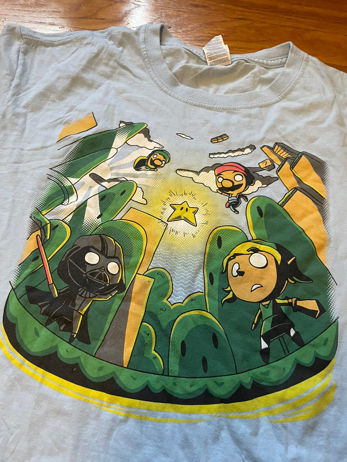 Gildan Men's M Sky blue Gamer Tshirt Mario, Vader Zelda Size XL gallery