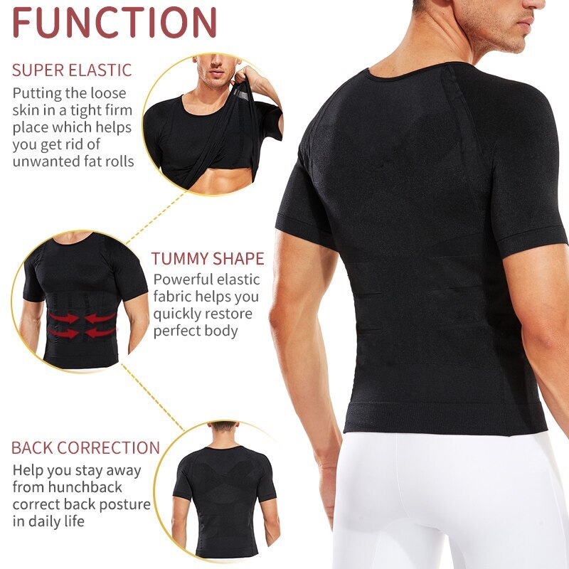Men's Body Shaper Toning Shirt Ultra Durable Vest Compression Slimming Underwear gallery