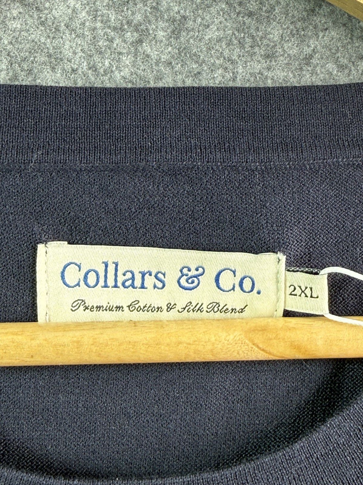 Collars & Co T-Shirt Blue Cotton Silk Luxury Touch Minimalist Mens 2XL gallery