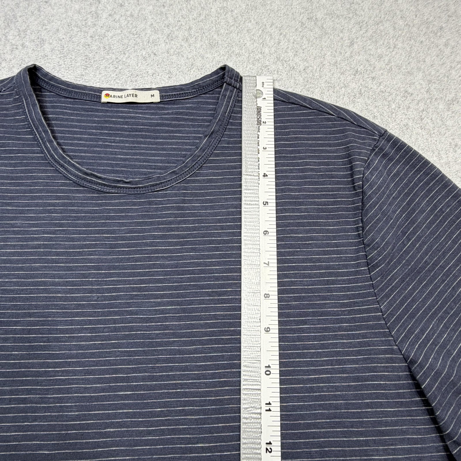 Marine Layer Signature Crew Tee Shirt Mens Medium Blue Striped Made USA Casual gallery