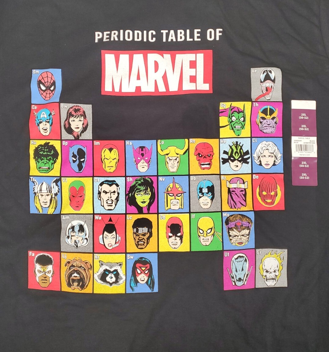 Marvel Shirt Mens 2X Periodic Table Heroes Villains Graphic Tee Comics NEW gallery