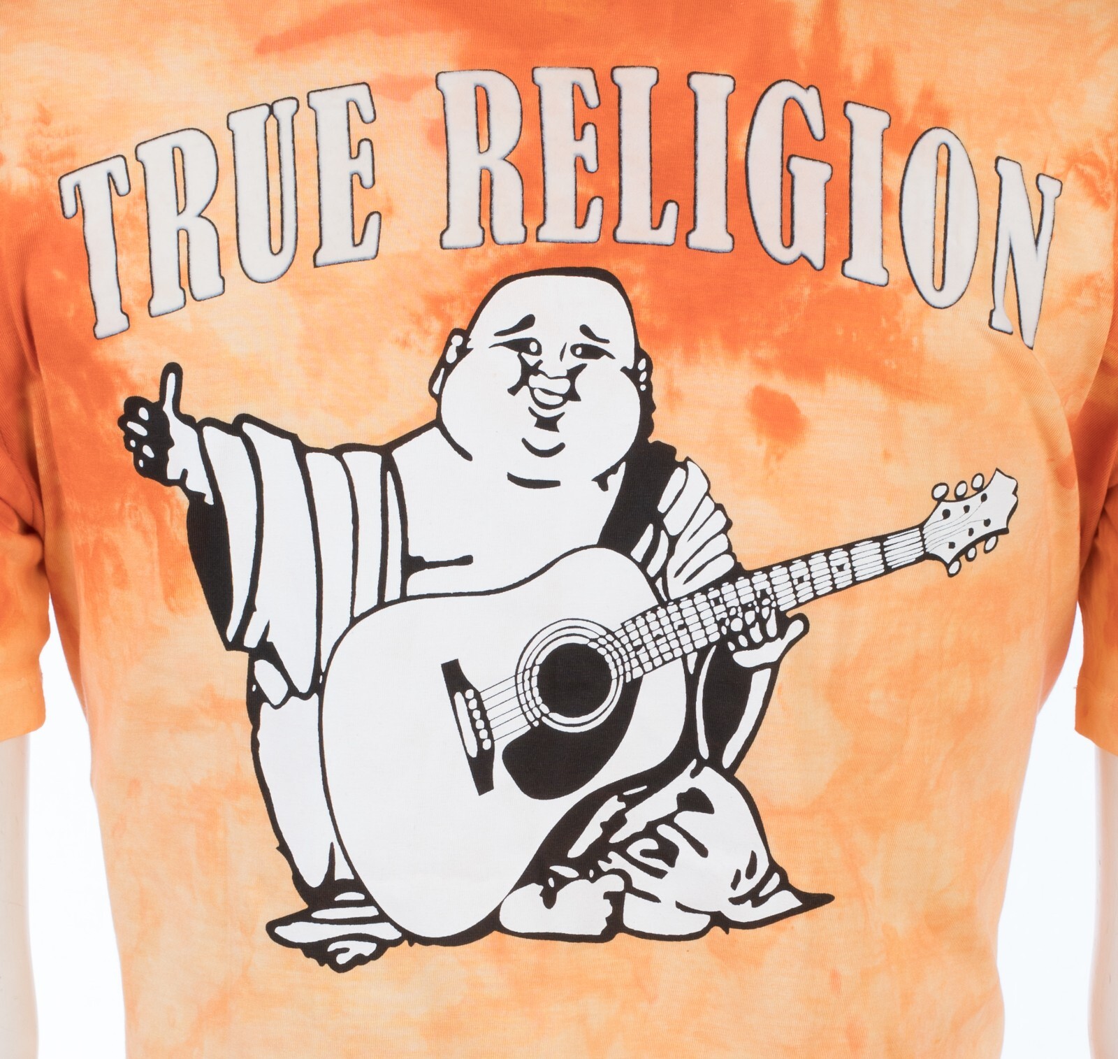 $79 TRUE RELIGION Orange BUDDHA TIE DYE Short Sleeve Designer Graphic T-shirt gallery