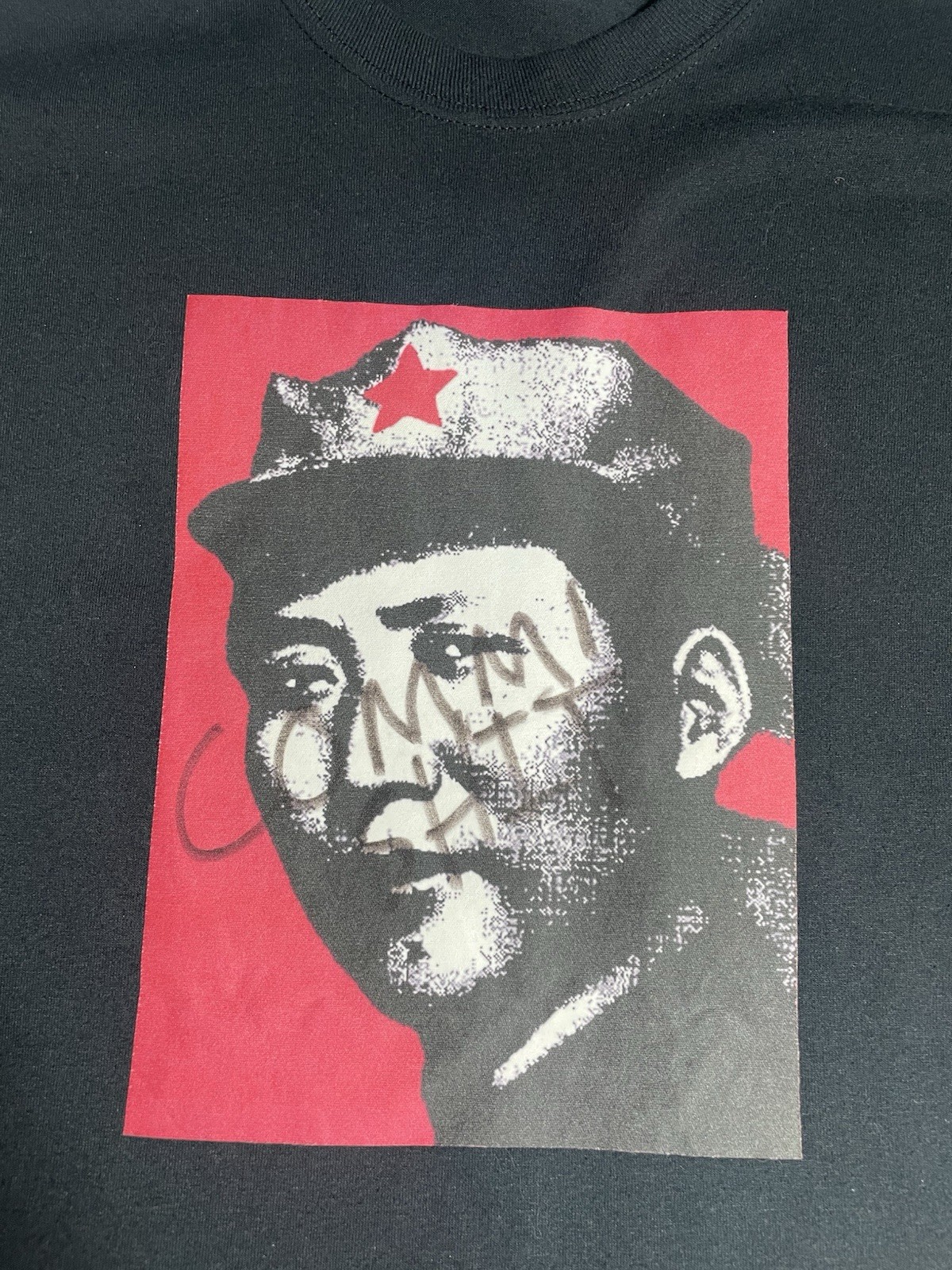 Vintage 90s/2000s Y2K Grunge Mao Zedong Young portrait T Shirt Black Size XL gallery