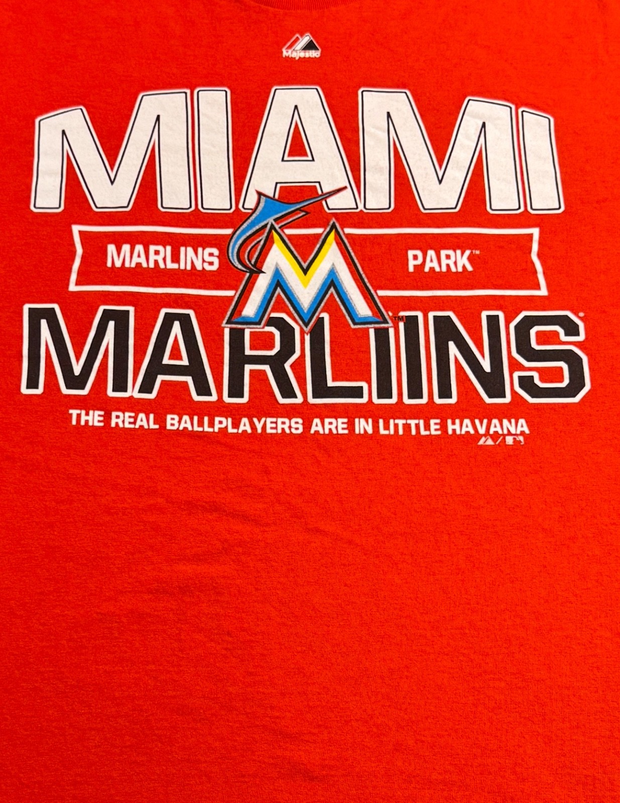Miami FL Marlins Baseball Team MLB Majestic Shirt XL Orange little Havana park gallery