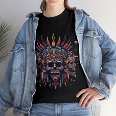Aztec Mayan Skull Mask Ancient Shaman Mexican Warrior Unisex Cotton T-shirt