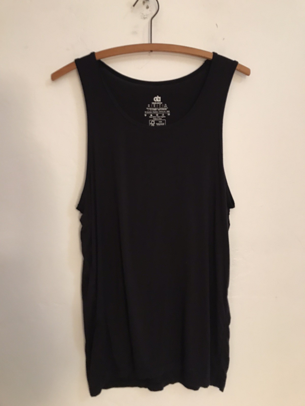 David Archy Tank Top Bamboo Rayon Undershirt Black Crew Neck Size M