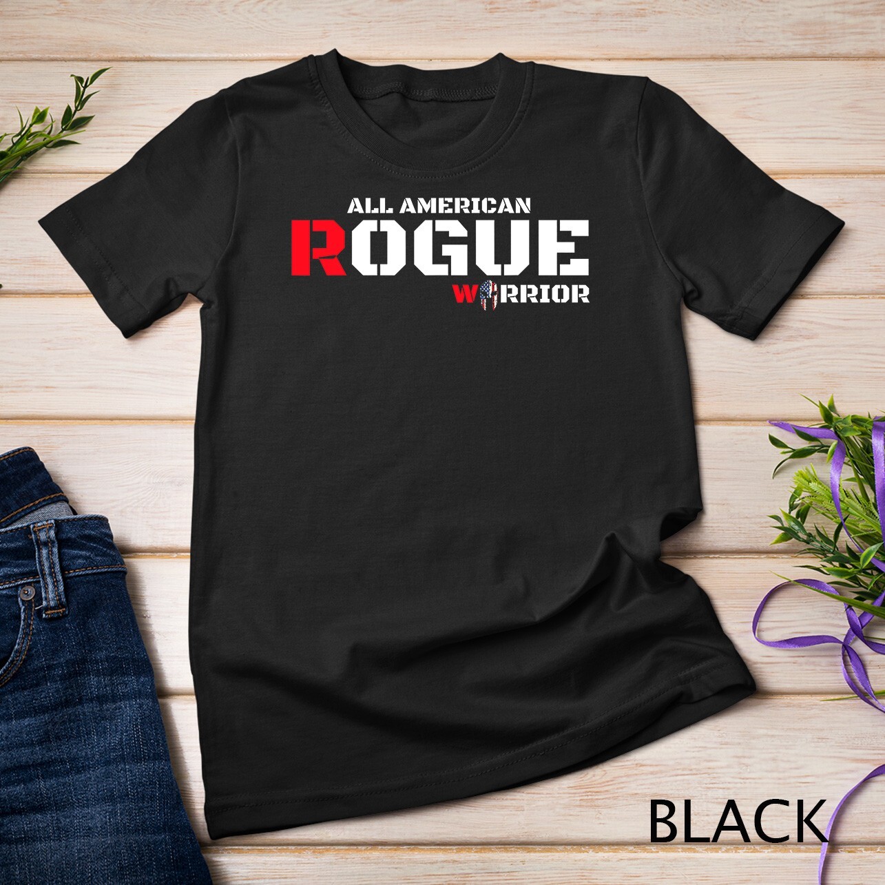 Armed Forces Army Spartan Warrior Rogue Bad Boy USA Patriot Unisex T-shirt