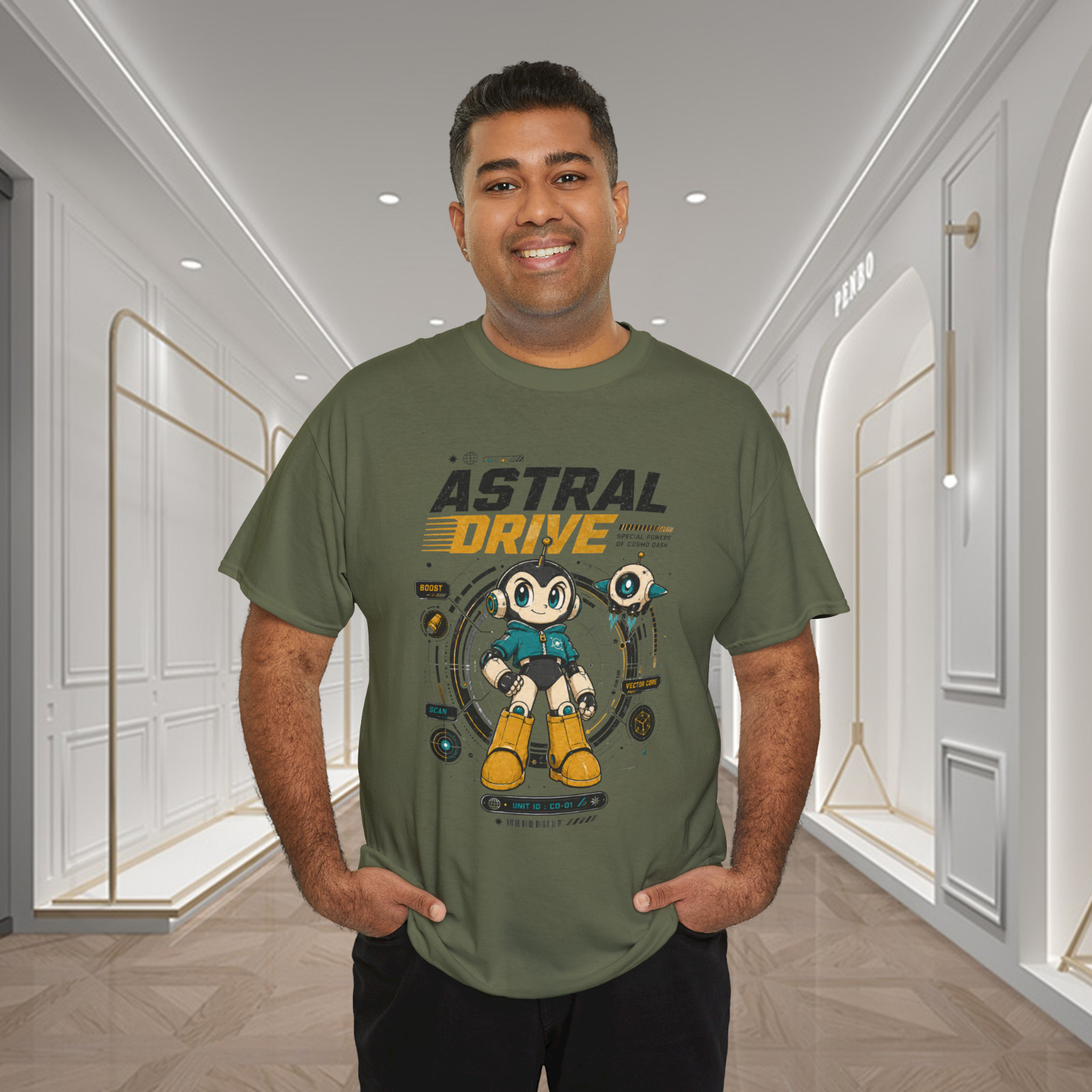 Astral Drive Cosmo Dash Sci-Fi Robot Graphic T-Shirt