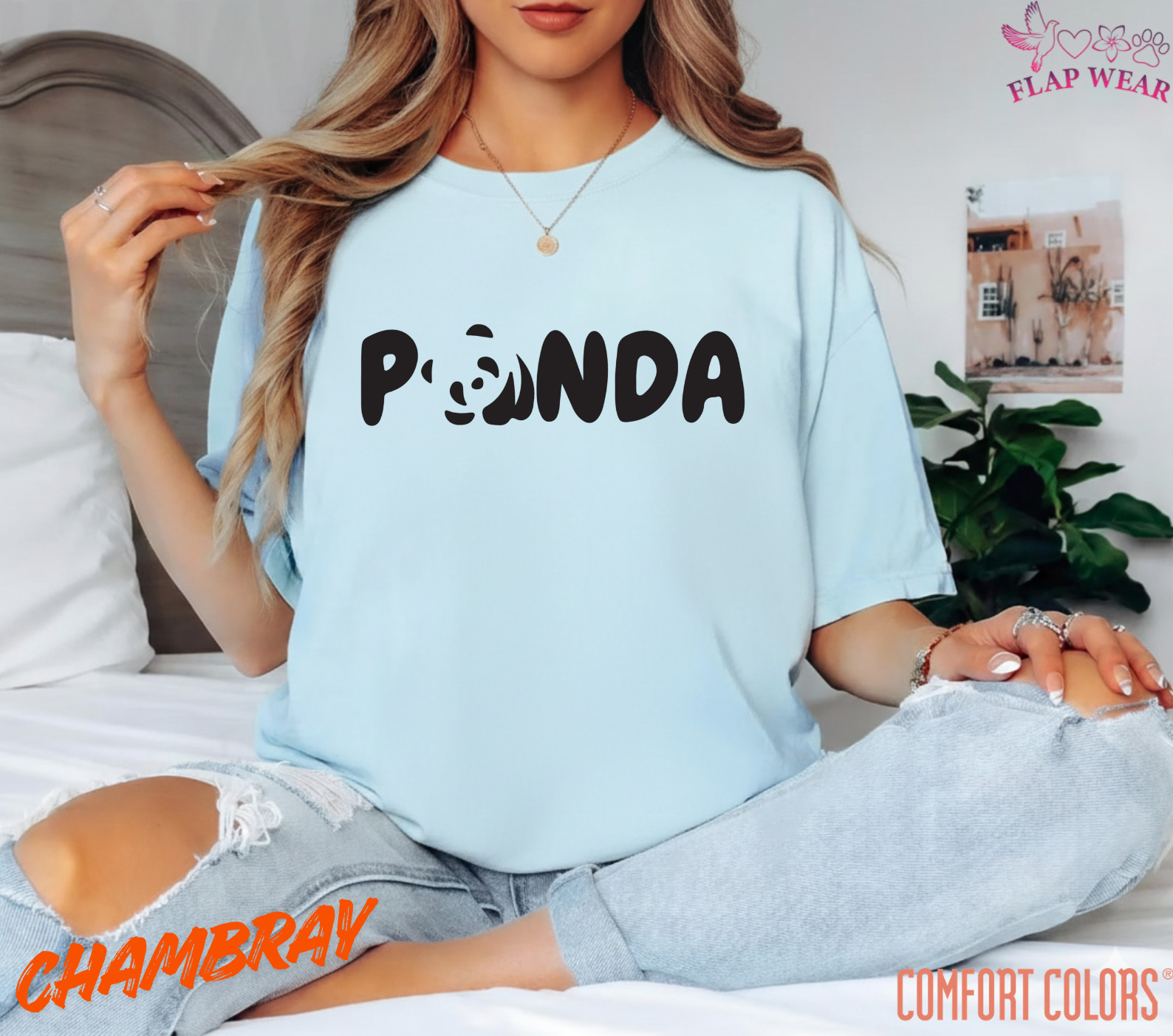 Unisex Panda Graphic T-Shirt - Cute Typographic Panda Shirt - Black Logo Tee for gallery