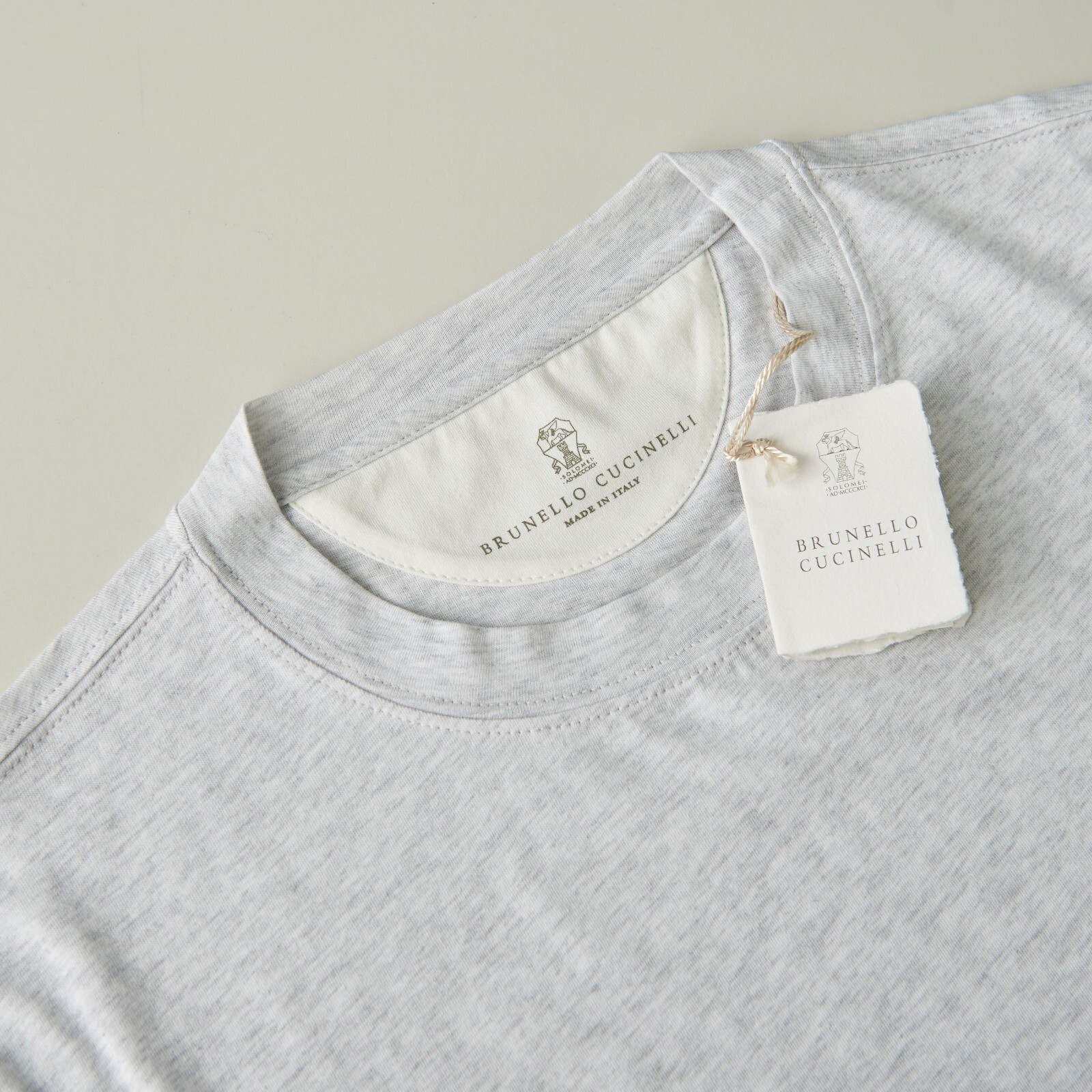 BRUNELLO CUCINELLI 595$ Light Grey Crew Neck Tshirt - Short-sleeve Cotton Jersey gallery