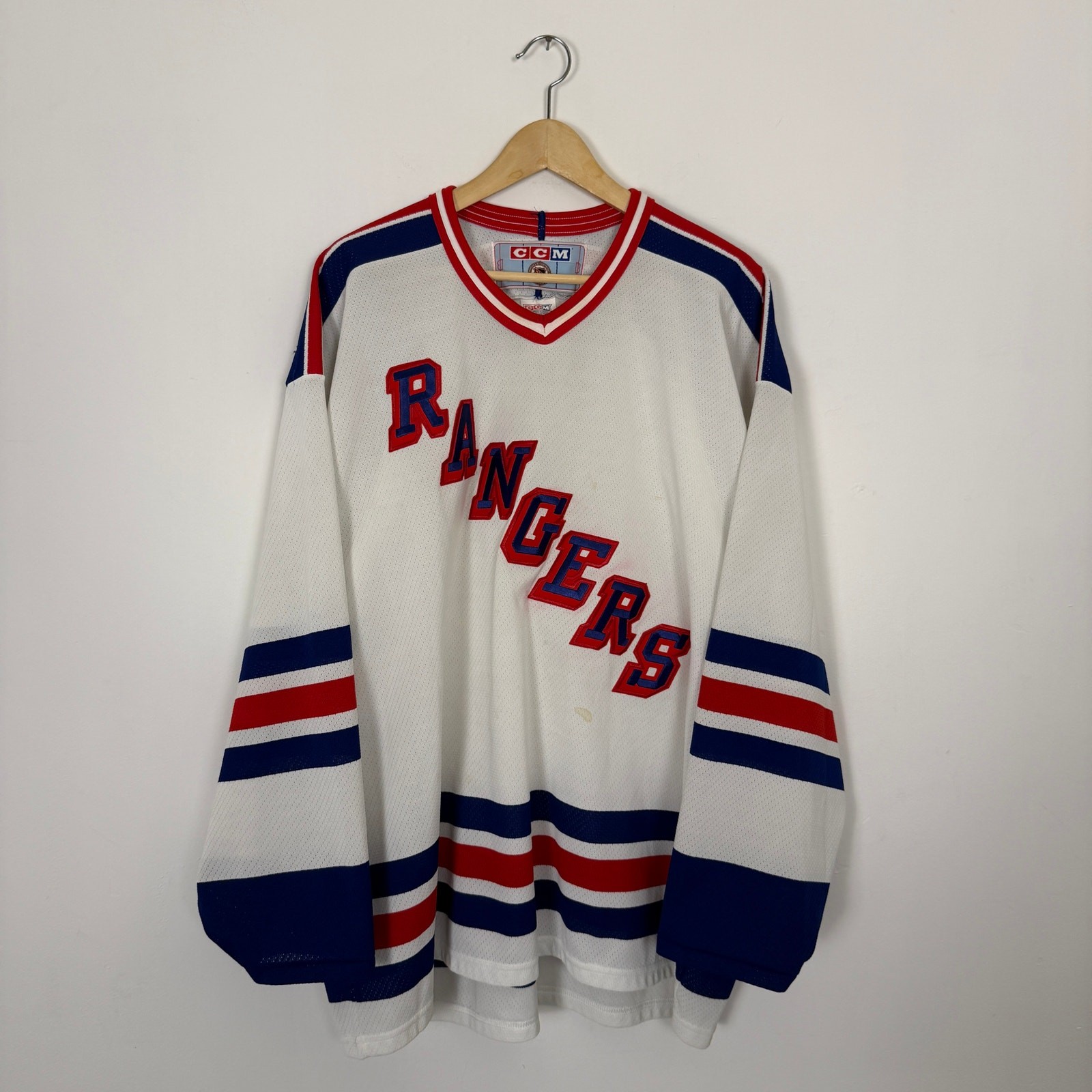 Vintage 90s New York Rangers NYC NHL Hockey Mesh Sports Jersey White CCM XXL gallery