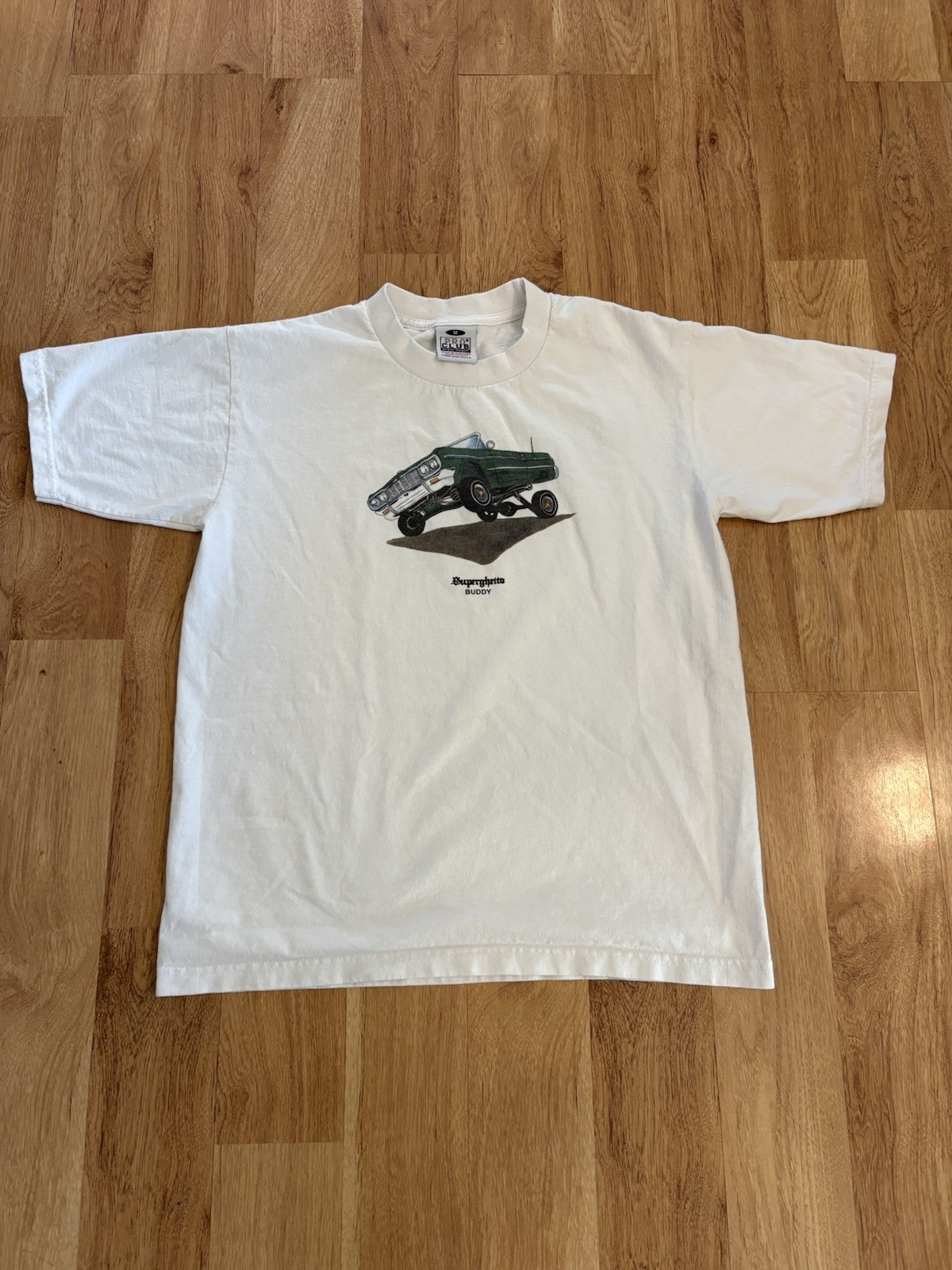 Pro Club x Buddy “Superghetto” Low Rider White Shirt Medium Made In The USA gallery