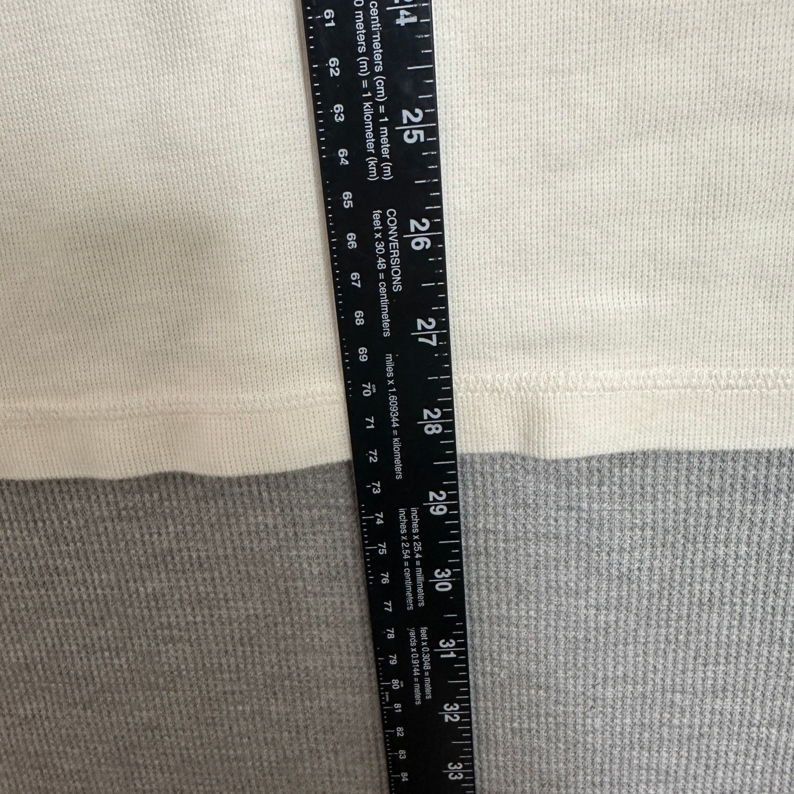 Roundtree & Yorke Waffle Knit Mock Neck Striped Long Sleeve Cream Shirt Mens L gallery
