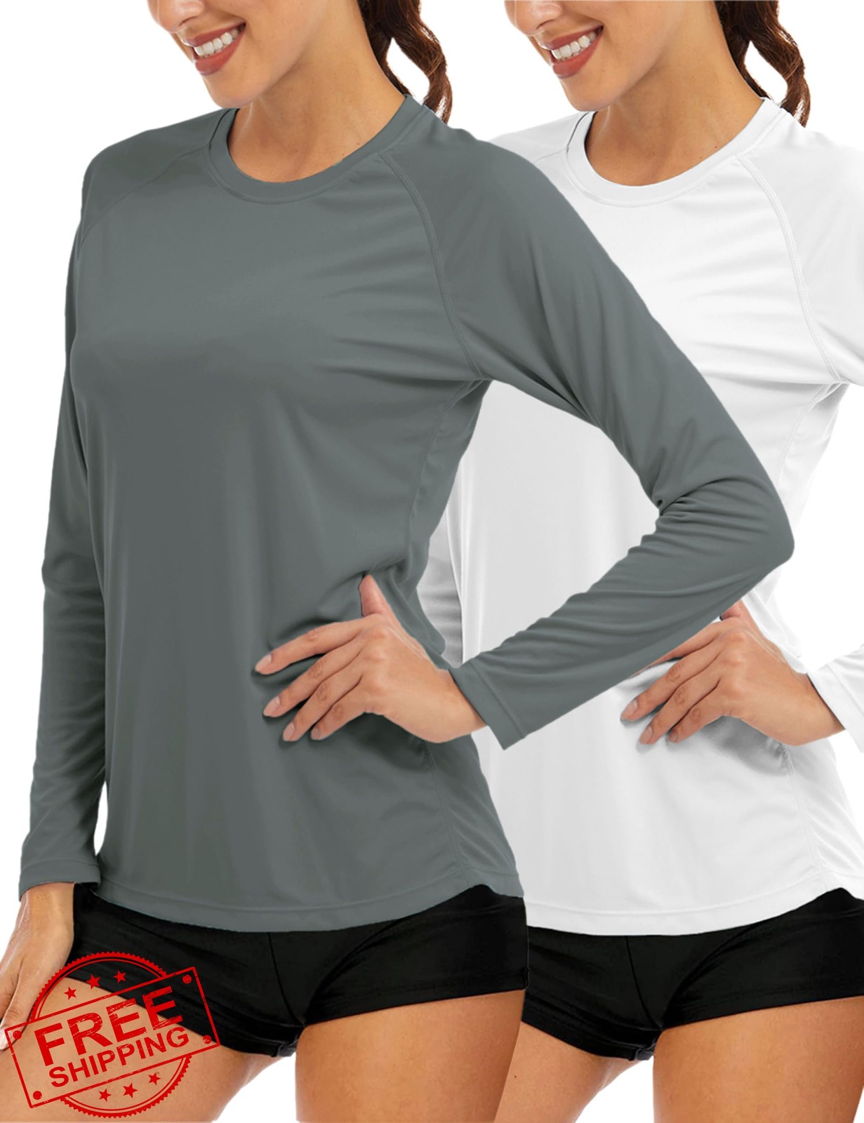 MAGCOMSEN Women's Sun Protection Long Sleeve Shirts UPF 50+ 2pk gallery