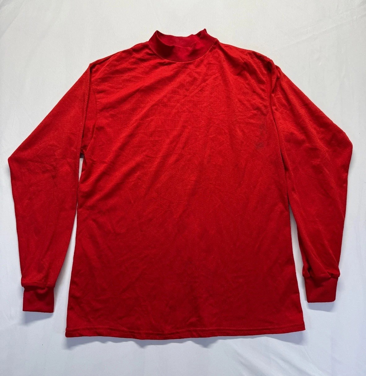 MTJHE Mesh Shirt Mens Large Cherry Red Mock Neck Ribbed Cuff & Neck Casual Wear gallery