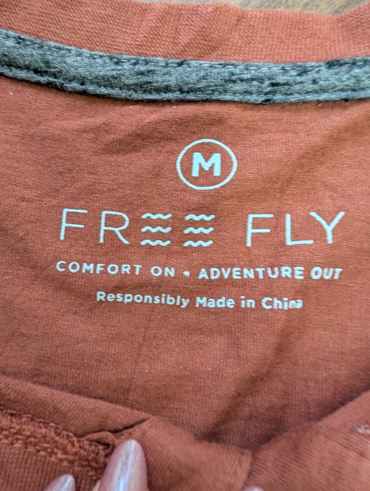 Free Fly Mens Medium Long Sleeve Henley Shirt Brown Rust Casual Outdoor Comfort gallery