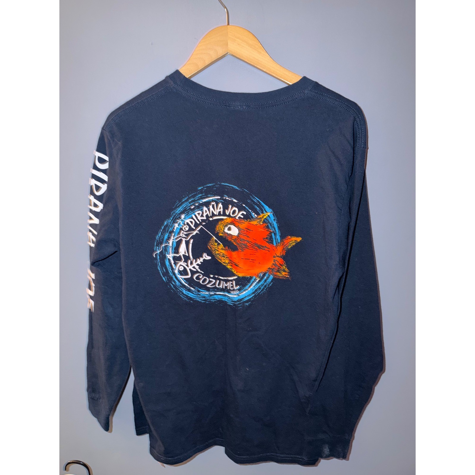 Piranha Joe Cozumel Long Sleeve Graphic T-Shirt Navy Blue Mexico Charm gallery