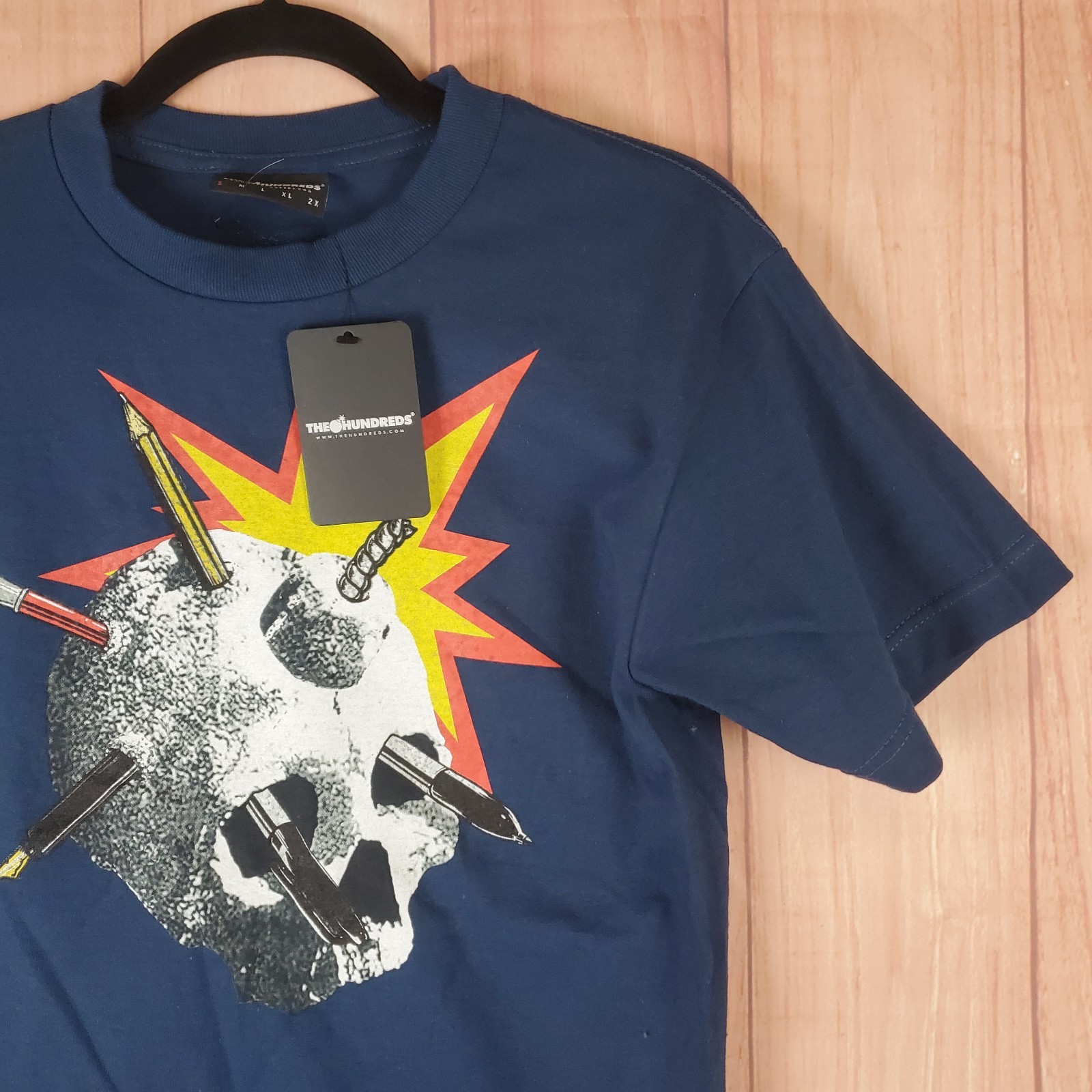 The Hundred T Shirt Mens Small Navy Blue Graphic Print Skull And Art Supplies gallery