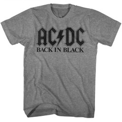 ACDC Mens New T- Shirt Graphite Heather BIB IN BLACK Licensed Music Rock Band