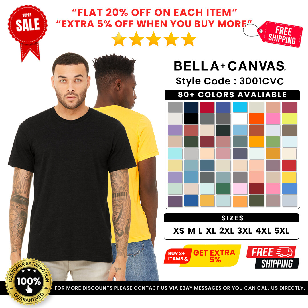 Bella + Canvas 3001CVC Unisex T-Shirt Heather Stylish Tee Retail Fit CVC T Shirt gallery