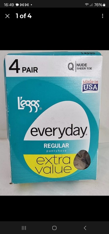 L’eggs Everyday Regular  Pantyhose – Size Q – 4 Pairs – Made in USA – Nude