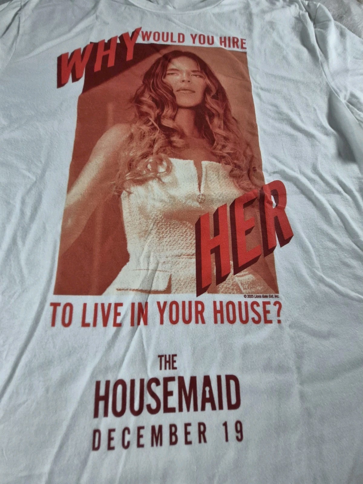 The Housemaid Sydney Sweeney Cinemark Movie Promo White TShirt Size Medium gallery