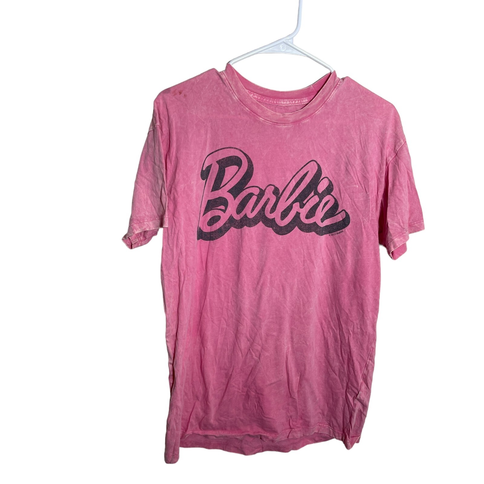 Hollister Barbie T-Shirt Small Pink Graphic Tee Short Sleeve Crew Top Sheer