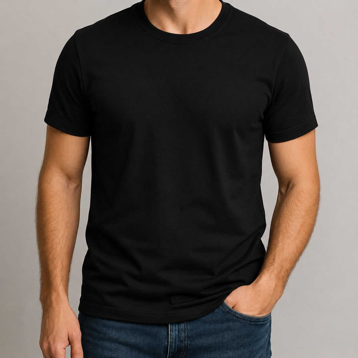 Men's 6 Pack Black Crew Neck T-Shirts Regular Fit 220 GSM Casual Tees small-XL gallery