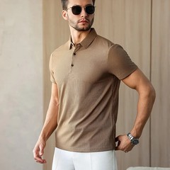 Men’s Breathable Solid Color Polo Shirt Summer Casual Business Top Tee Gift