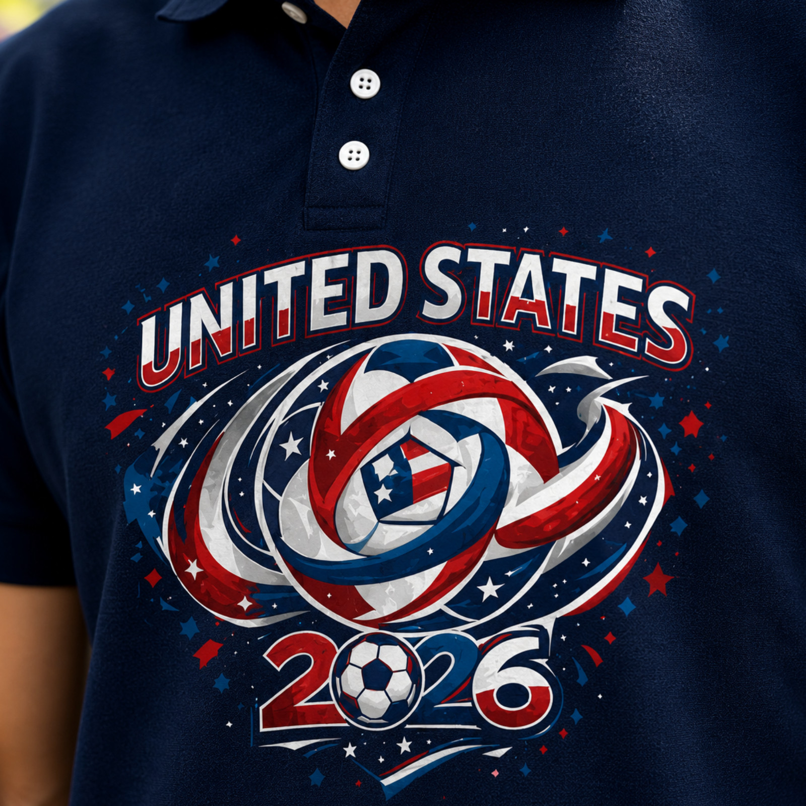 USA Soccer Golf Shirt Men Patriotic American Flag Soccer 2026 Fan Polo (S-5XL) gallery