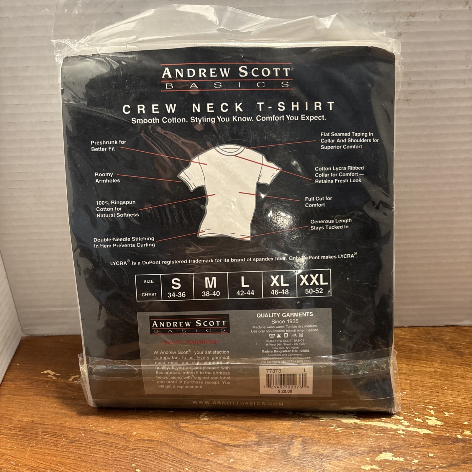 New Andrew Scott Basics Mens Crew Neck T-Shirts White Pack Of 3 Large 42-44 gallery