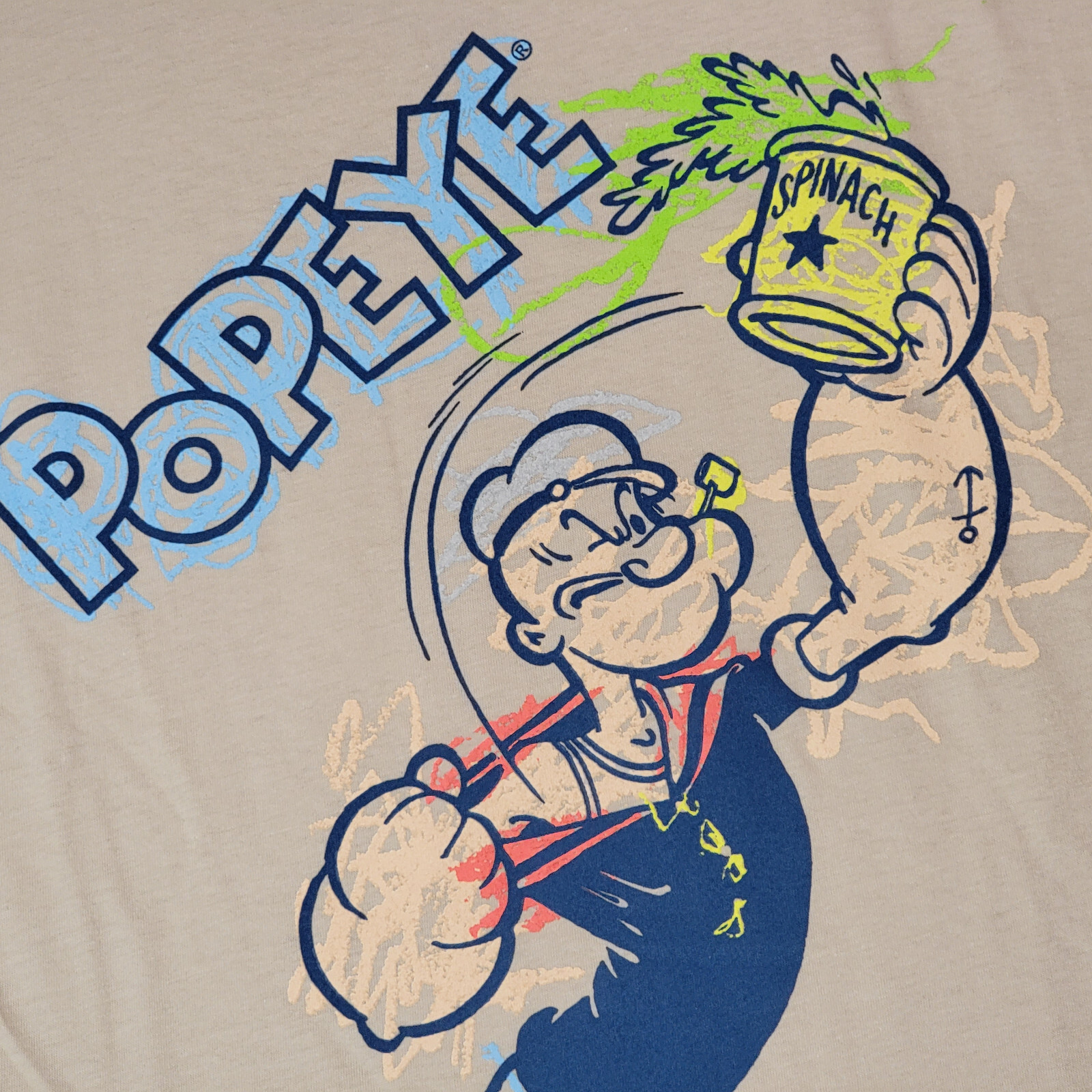 POPEYE THE SAILOR MAN Shirt Mens Extra Large XL Beige Casual Coloring Book NWT gallery