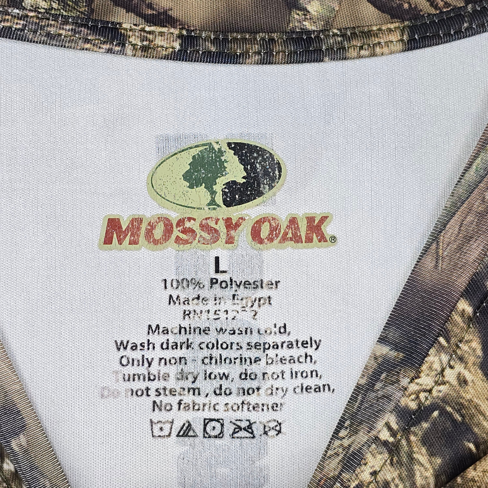 Mossy Oak Camo Shirt Large Brown Green Outdoor Hunting Fishing Casual Polyester gallery