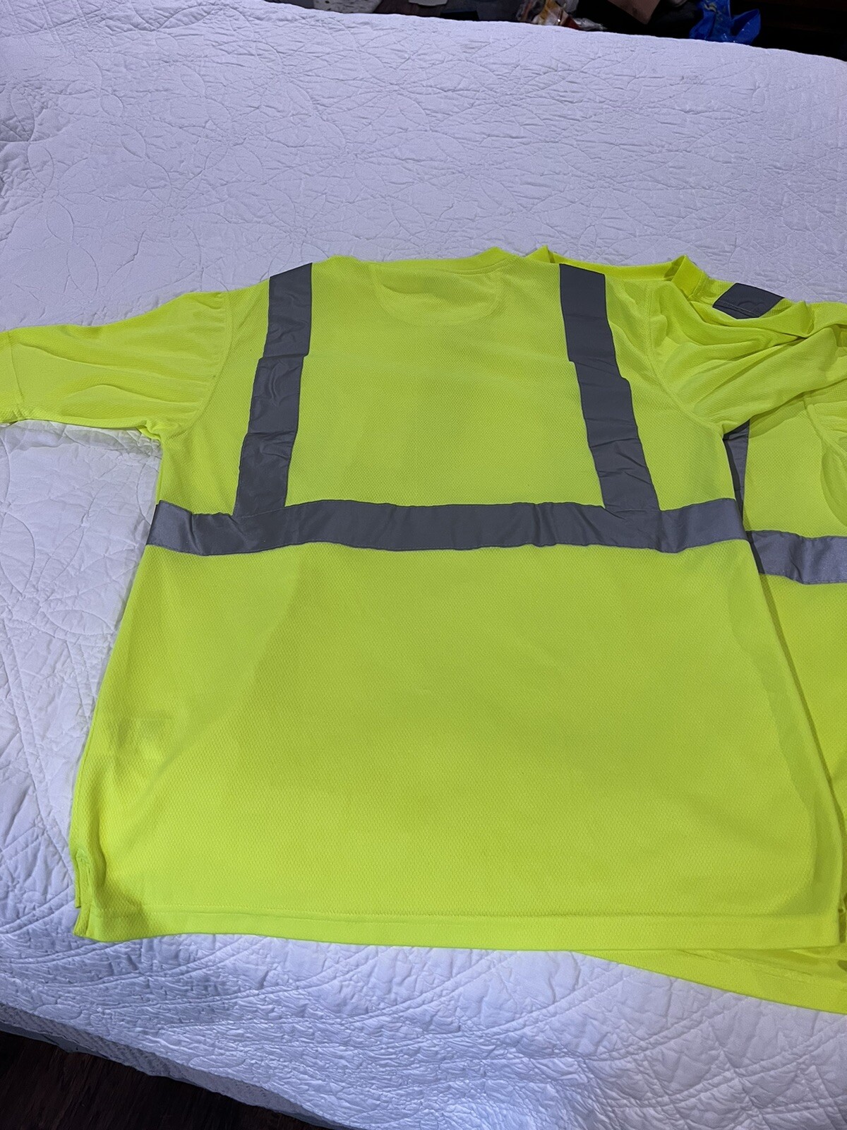 2 X Wolverine Brand Reflective Safety Yellow High Vis Short Sleeve Shirt Sz M gallery