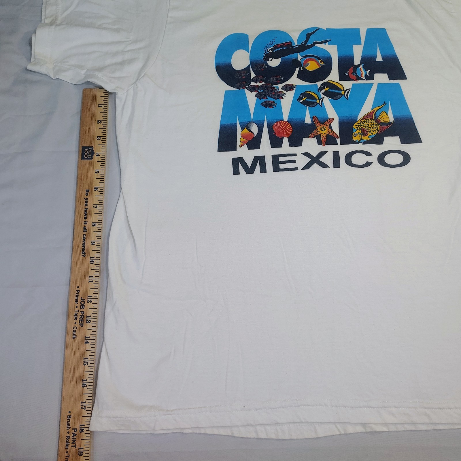 Costa Maya Mexico Shirt White Colorful Graphic Sz XL Sea Life Scuba Diver Fish gallery