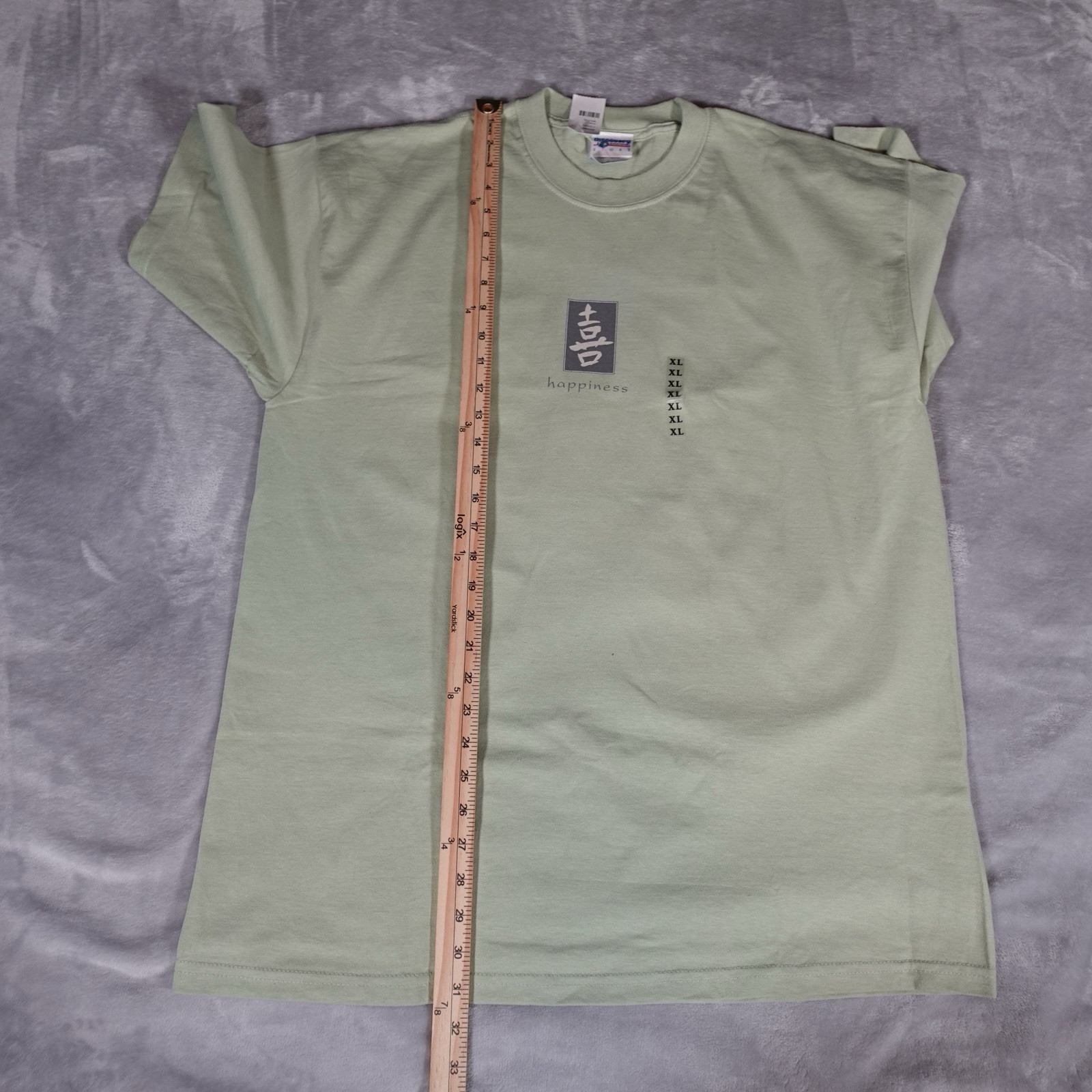 Vintage Discovery Channel Happiness Chinese Symbol T Shirt Mens XL Green Y2K NEW gallery