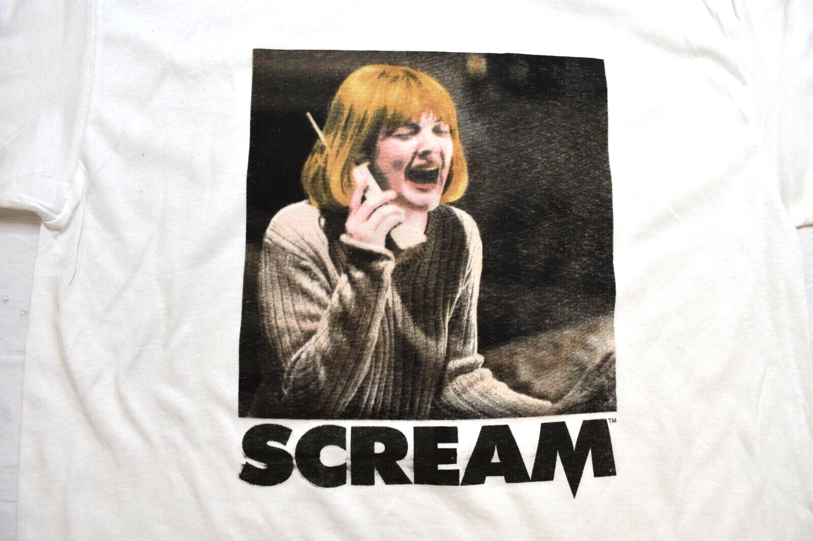 Goodie Two Sleeves Mens Scream Horror Movie Poster Graphic White Shirt New L, XL gallery