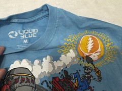 Grateful Dead Casey Jones Tie Dye Liquid Blue T-Shirt Size Medium