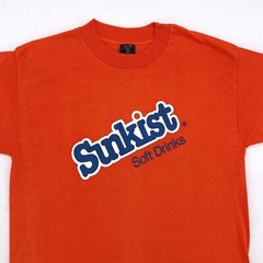 vtg 80s SUNKIST SOFT DRINKS PAPER THIN T-Shirt SMALL single stitch soda pop NOS