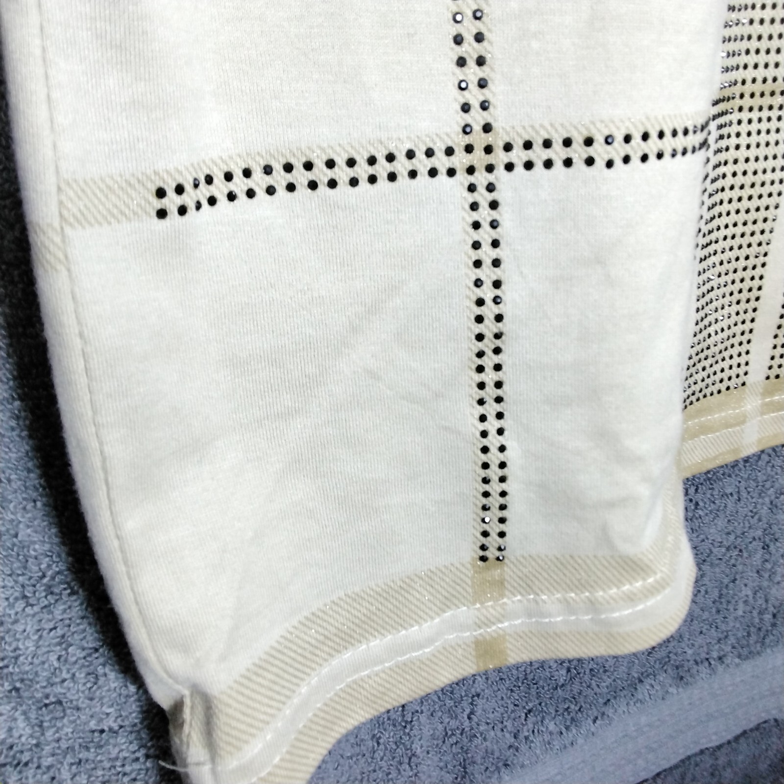 Platini Black Label Shirt Mens Size XL Beige Geometric Beaded Short Sleeve gallery