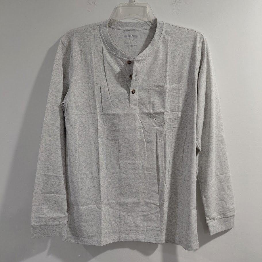 TacVAsen Mens Light Gray Long Sleeve Henley Pocket T Shirt Outdoor Sports Size M gallery