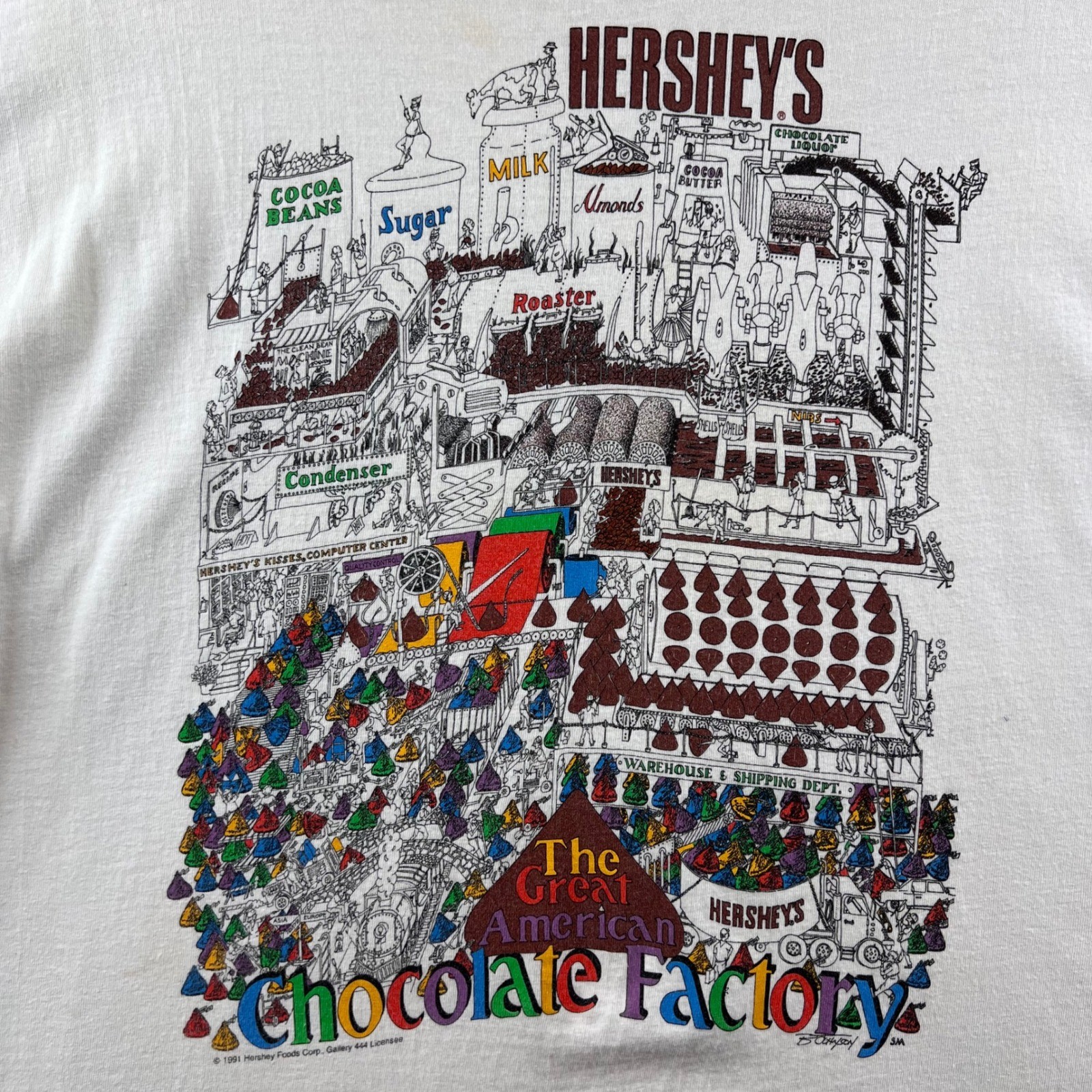 Vintage 1991 Hersheys Chocolate Factory Graphic Print T-Shirt XL gallery
