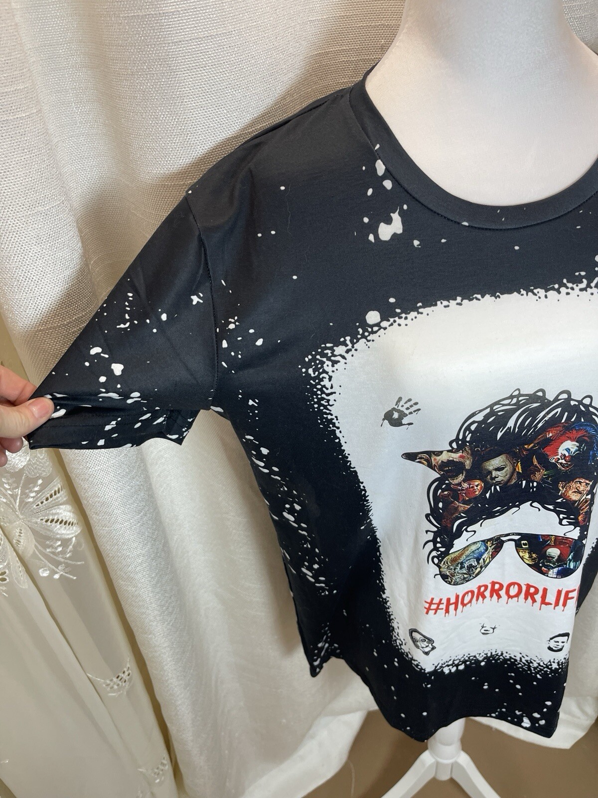 Horror Life Black And White Splash T Shirt Polyester Horror Movie Characters gallery