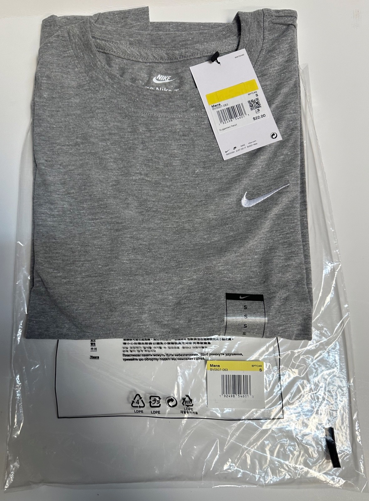 Nike Men's Sportswear Embroidered Swoosh T-shirt Gray-Small gallery
